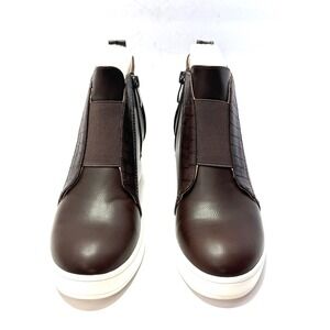 Journee Collection Women's Clara Inside Zip Wedge Sneakers Chocolate Size 8M NWT